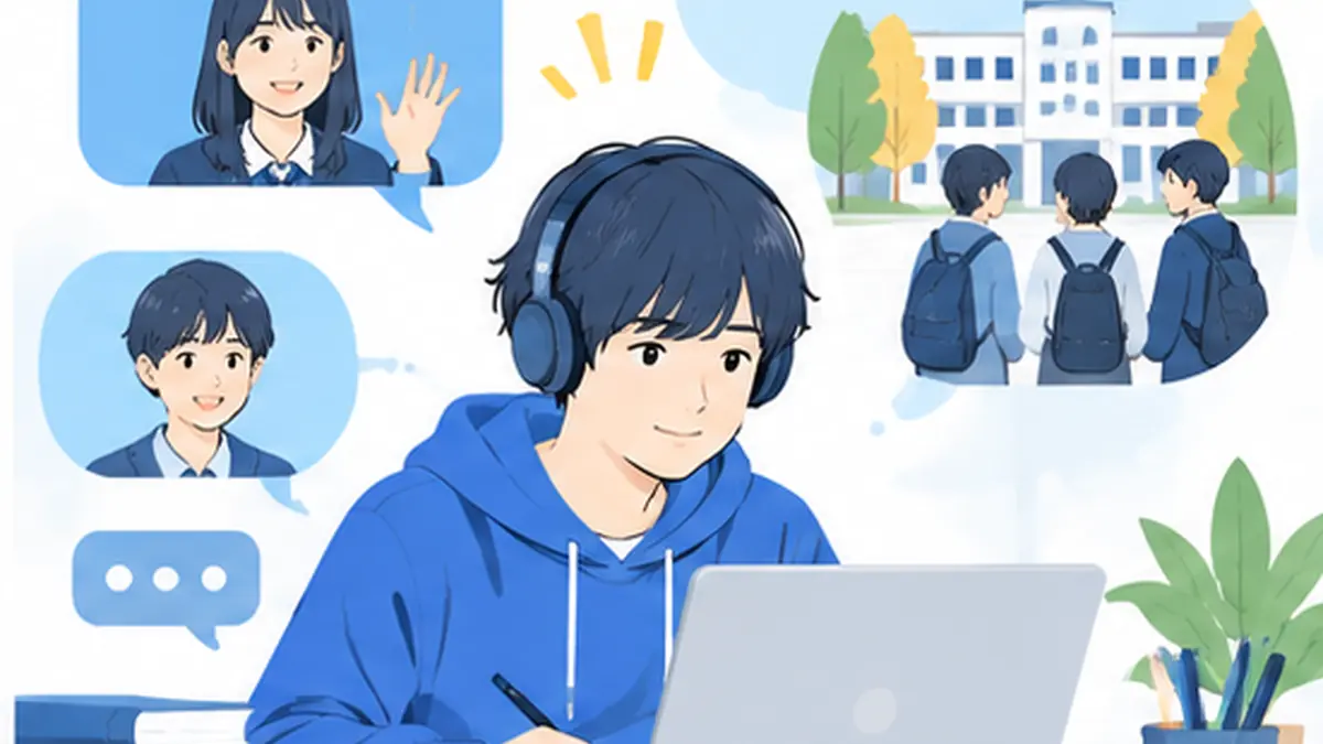 オンライン中心でも人との接点があることを示すイラスト