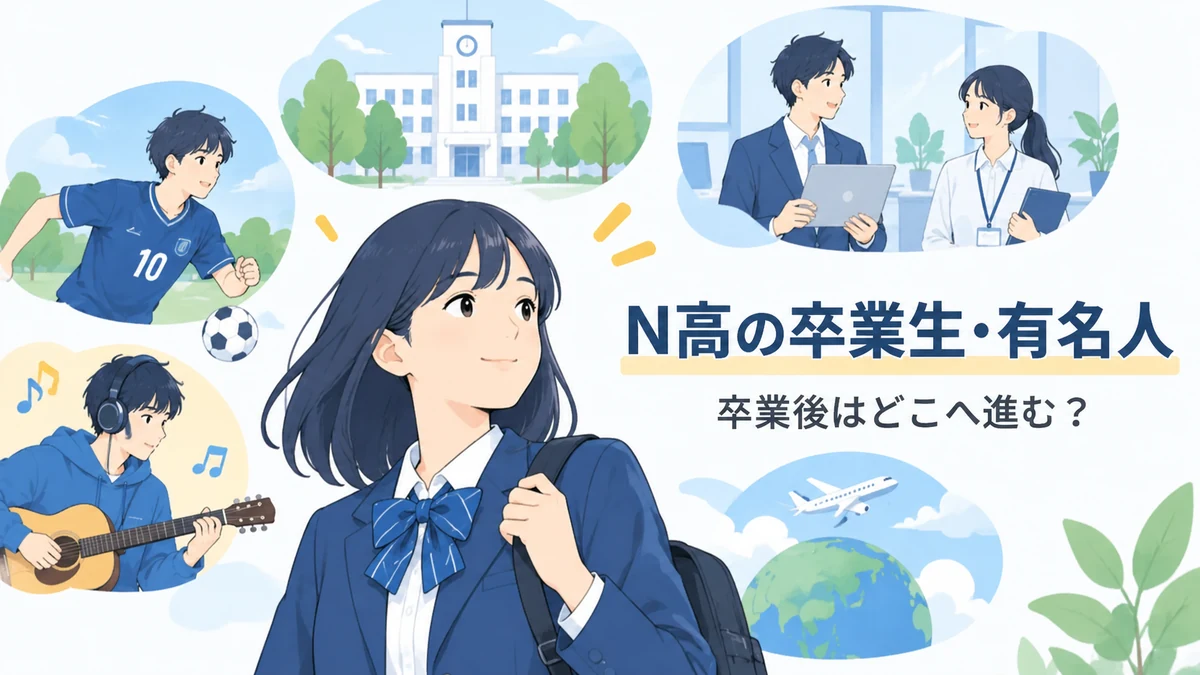 N高卒業後のさまざまな進路をイメージする生徒のイラスト
